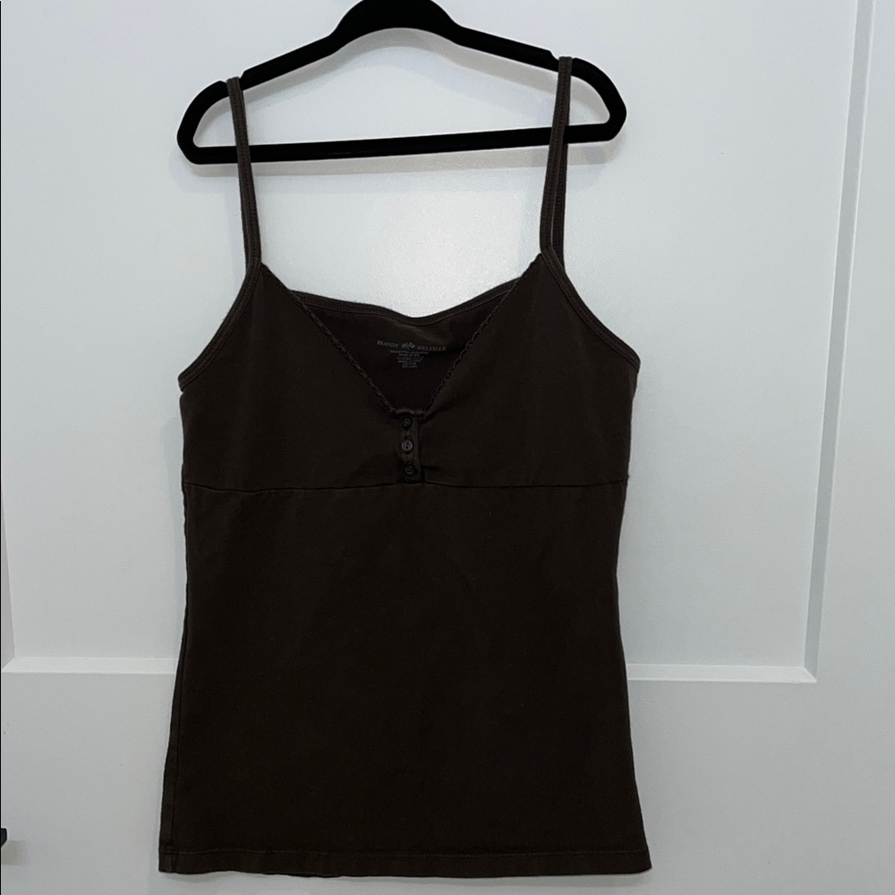 Brandy Melville LORENE BUTTON TOP brown